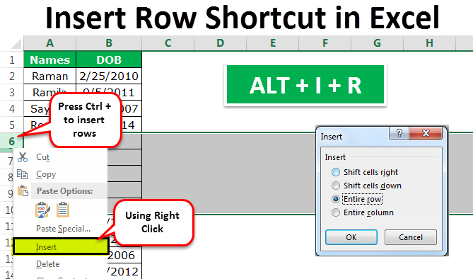 shortcut for adding rows in excel mac